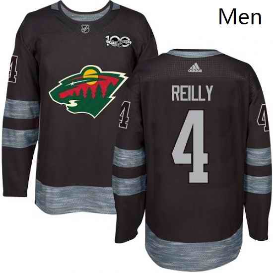 Mens Adidas Minnesota Wild 4 Mike Reilly Authentic Black 1917 2017 100th Anniversary NHL Jersey